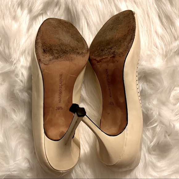 Manolo Blahnik Nude Peep-Toe Pumps Size 8.5 👠 - Picture 7 of 8